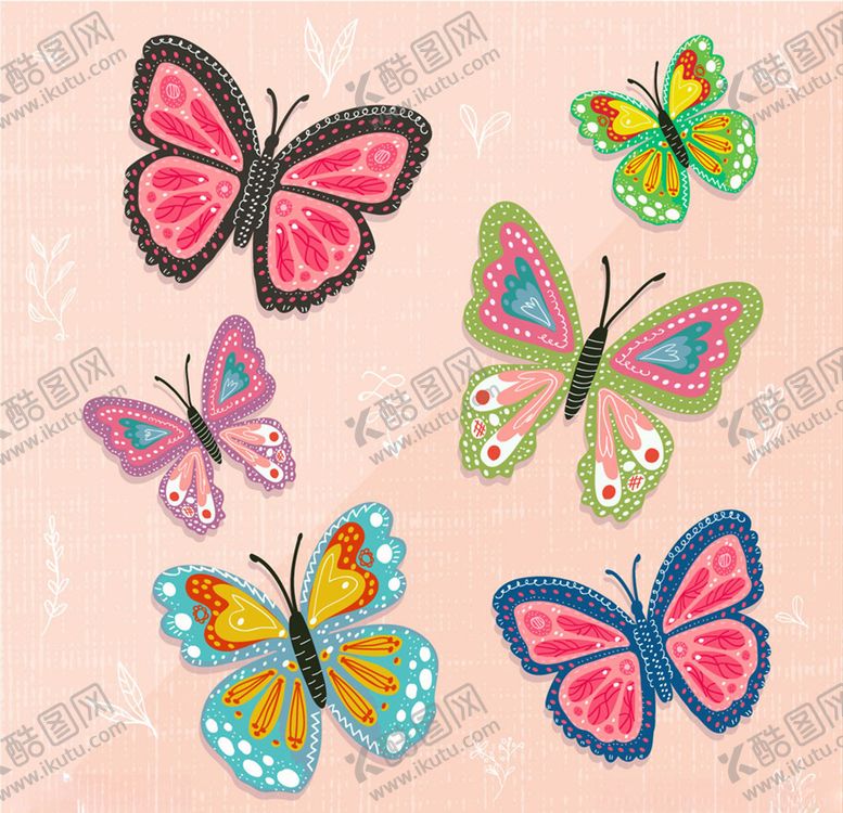 编号：32953709250017574707【酷图网】源文件下载-彩色蝴蝶设计矢量素材