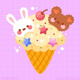 可爱动物冰淇淋甜筒