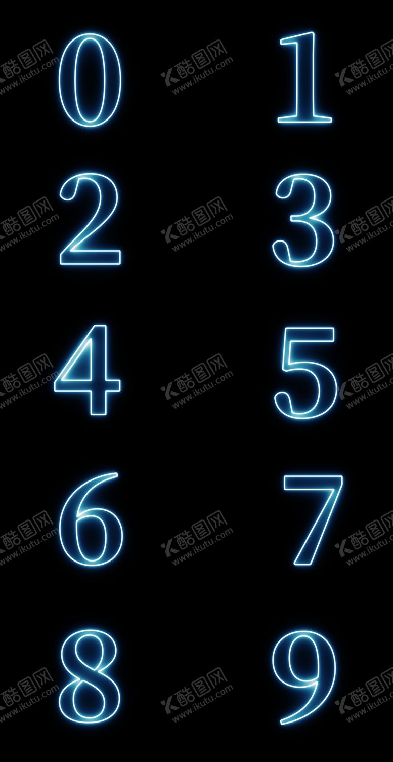 编号：94266809210849162113【酷图网】源文件下载-蓝色发光数字