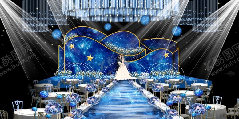 编号：37280509191131077533【酷图网】源文件下载-蓝色星空婚礼背景效果图