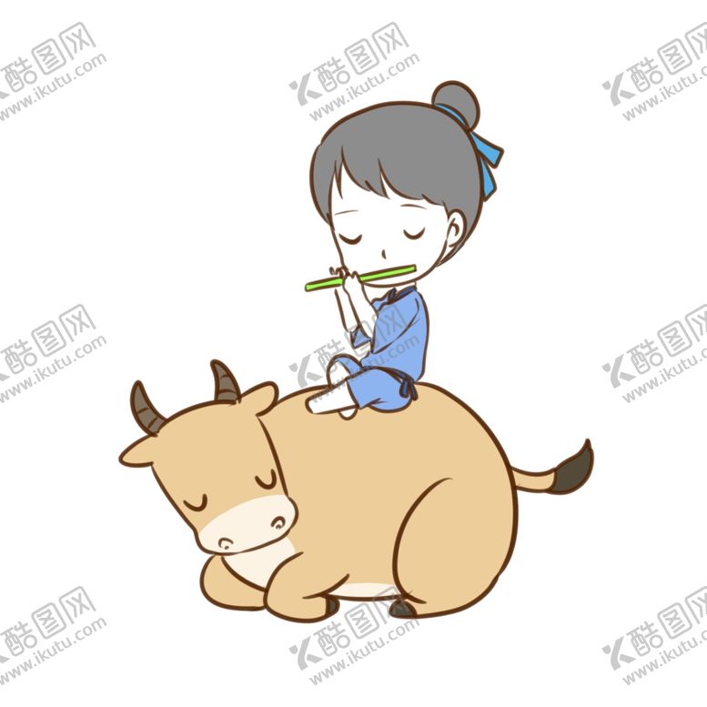 编号：98593205041503437960【酷图网】源文件下载-手绘女孩和牛