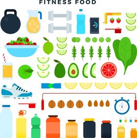 健身食品与运动元素集合