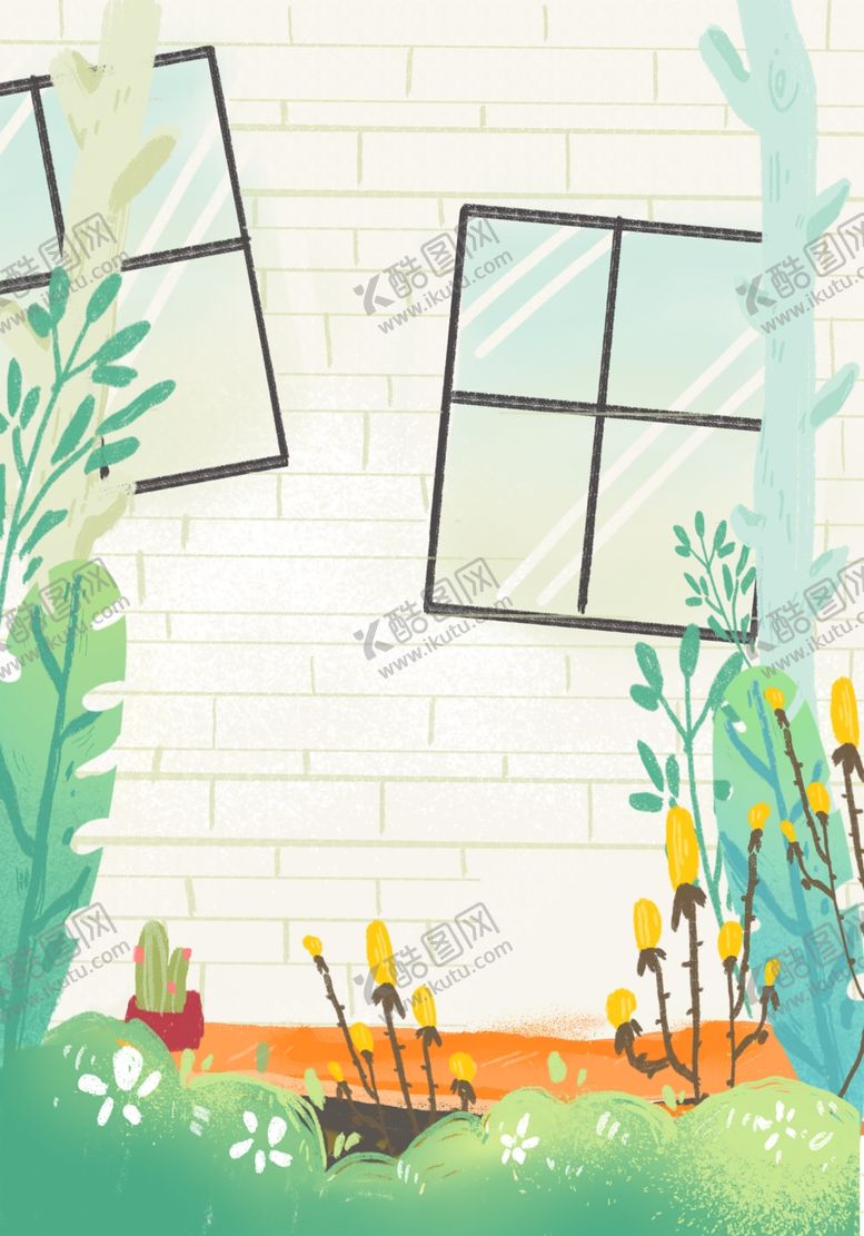 编号：34923809251417065413【酷图网】源文件下载-卡通窗外风景插画背景
