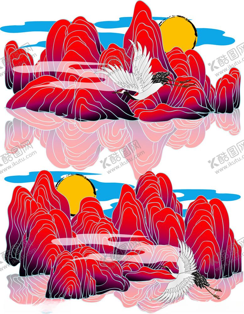 编号：29863104012254165890【酷图网】源文件下载-红日飞鸟映山峦