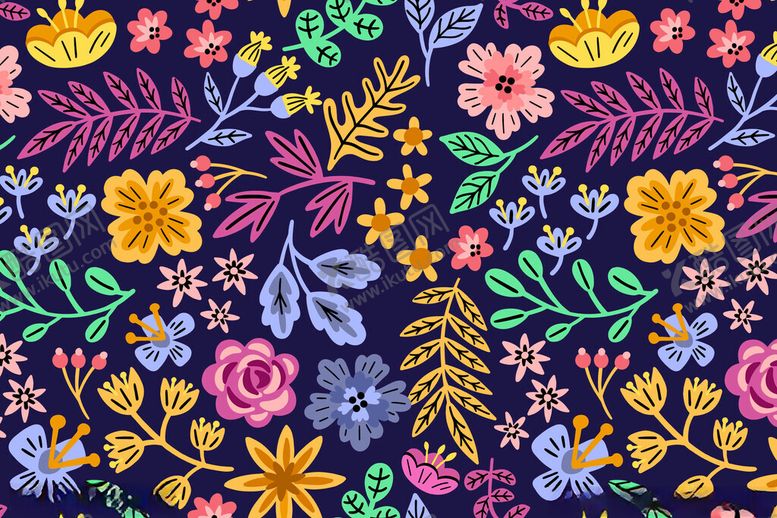 编号：93461611171628562697【酷图网】源文件下载-多彩花卉图案背景设计