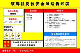 破碎机风险告知牌