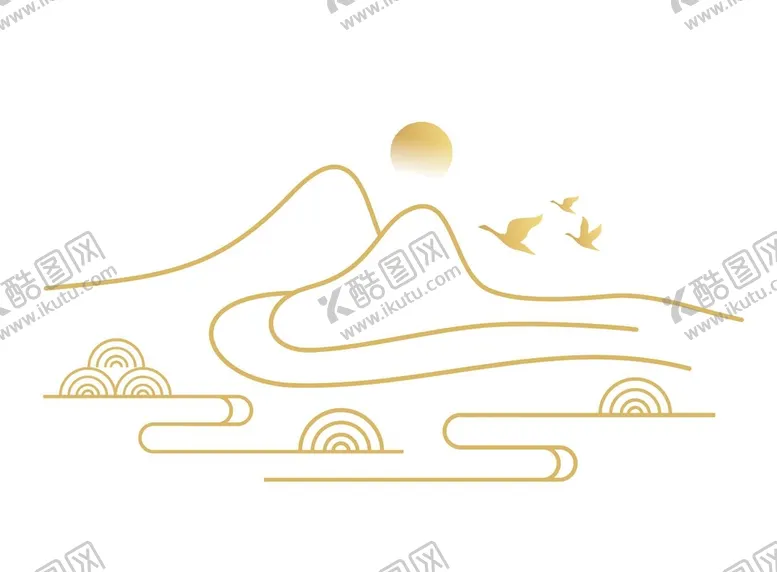 编号：46431601240022378060【酷图网】源文件下载-复古线条山水线条画