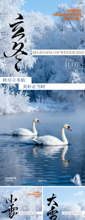 医美冬天立冬小雪大雪节气系列海报
