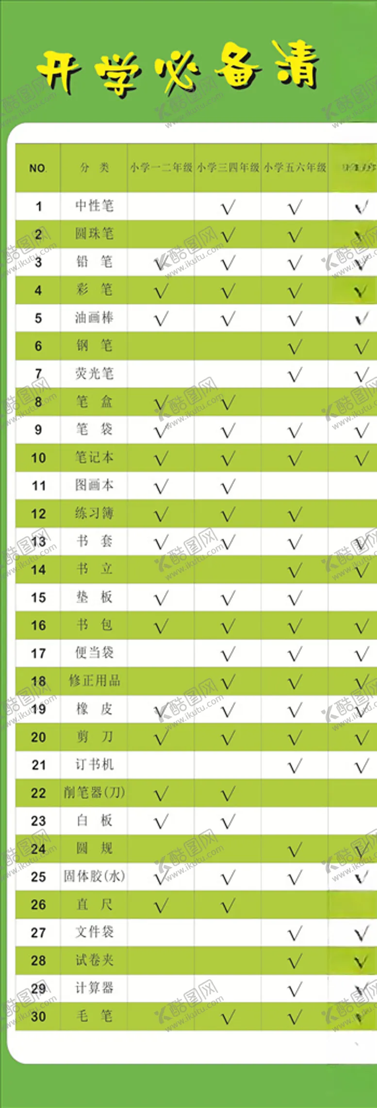 编号：44863705040138546924【酷图网】源文件下载-开学必备清单
