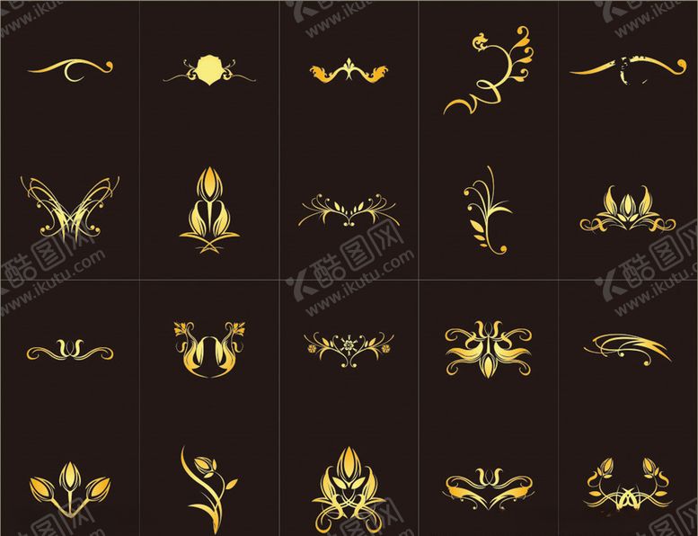 编号：92146007052033281034【酷图网】源文件下载-金色花边金色花纹花边角花