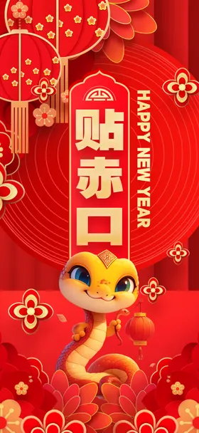 蛇年海报大初六2025春节2025金贺春