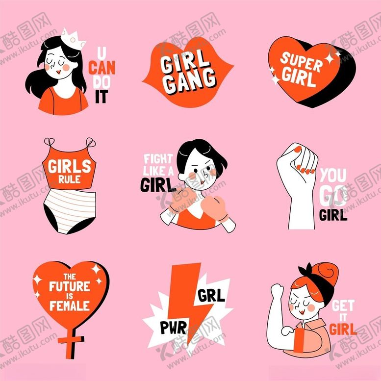 编号：57444302270435238007【酷图网】源文件下载-超级女孩矢量插画元素