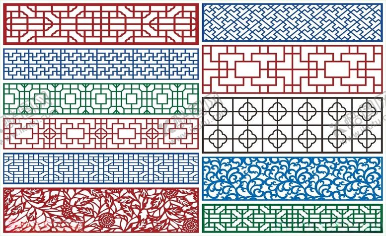 编号：33467311020421162391【酷图网】源文件下载-窗花镂空花纹屏风隔断雕花