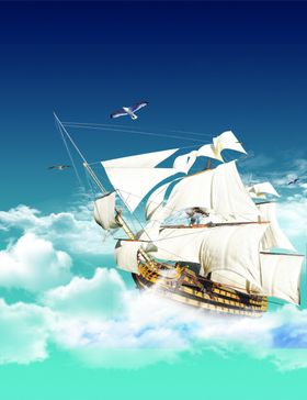 蓝色帆船海洋素材