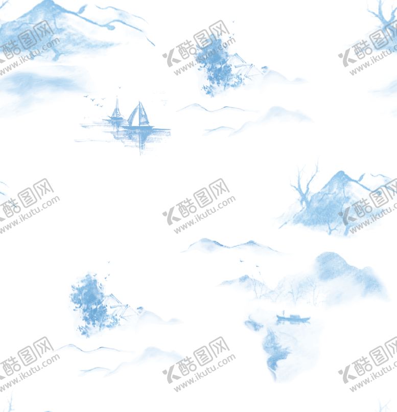 编号：90347607050334059016【酷图网】源文件下载-山水画白色