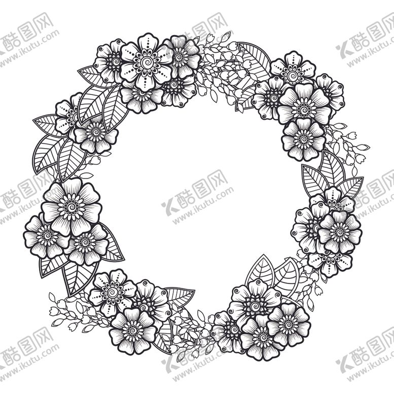 编号：75632305131909586962【酷图网】源文件下载-黑白花朵边框