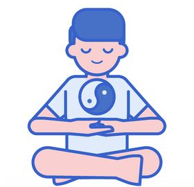 卡通中国新年统文化图标太极铜钱