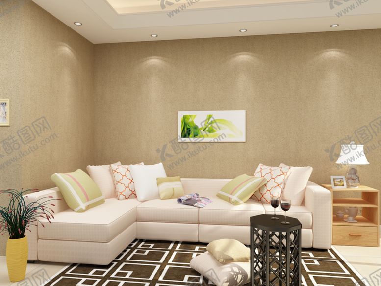 编号：10628304032155253067【酷图网】源文件下载-温馨现代风客厅室内场景