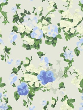 大牌蓝白花卉图案