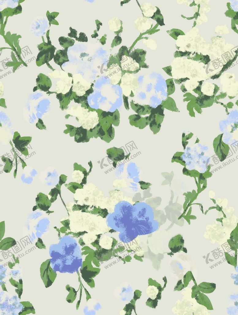 编号：55953101050132229048【酷图网】源文件下载-大牌蓝白花卉图案