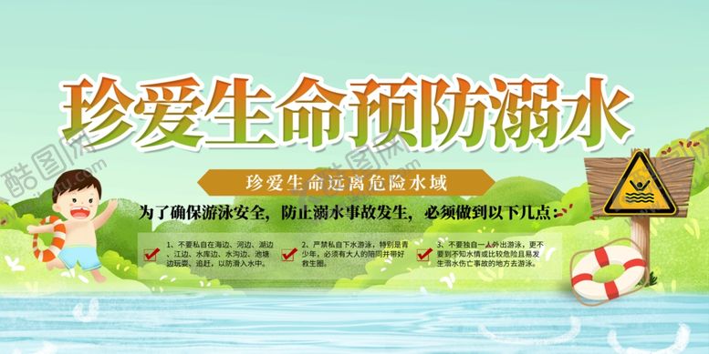 编号：24408906261451333647【酷图网】源文件下载-预防溺水展板