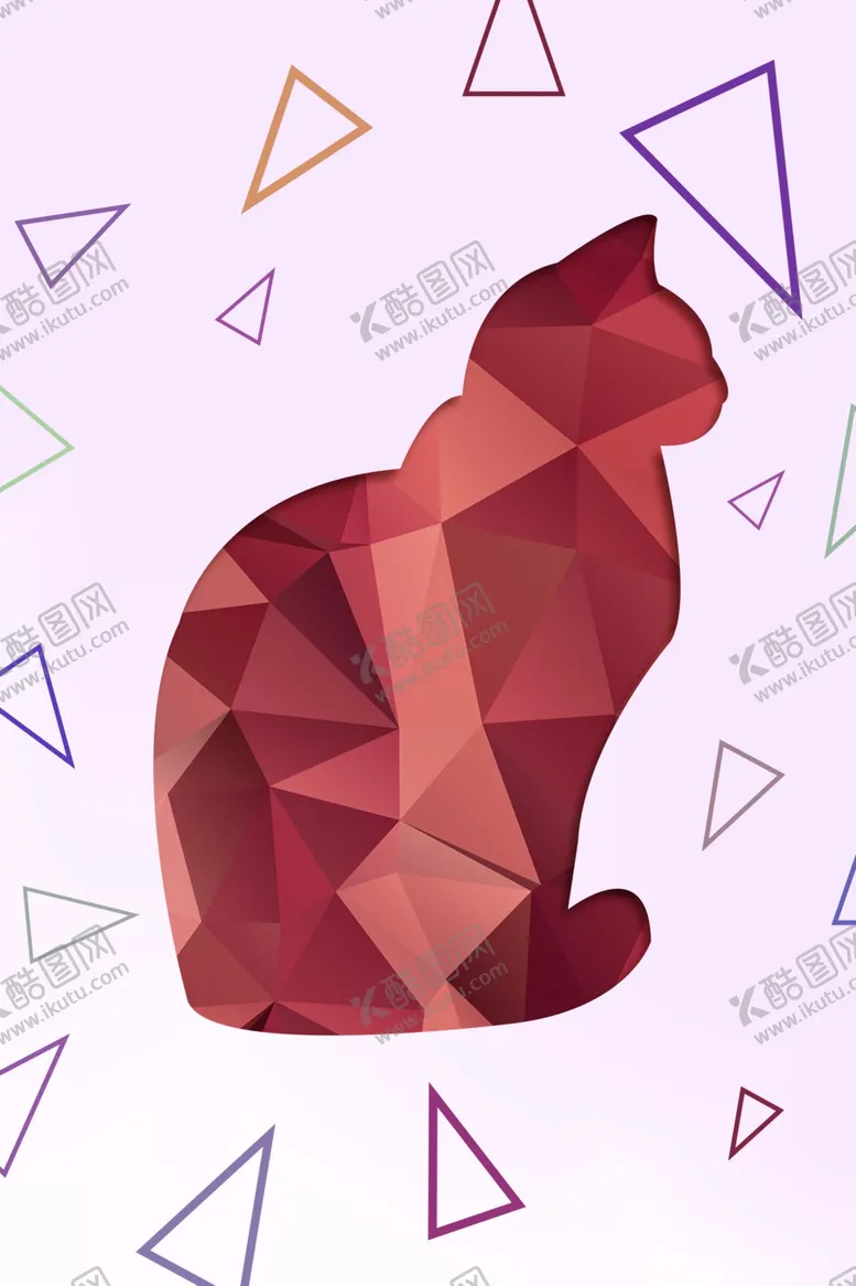 编号：15830207020933332750【酷图网】源文件下载-北欧几何动物猫咪装饰画图片