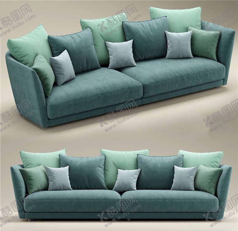 编号：32658110020820215272【酷图网】源文件下载-蓝色布艺双人沙发