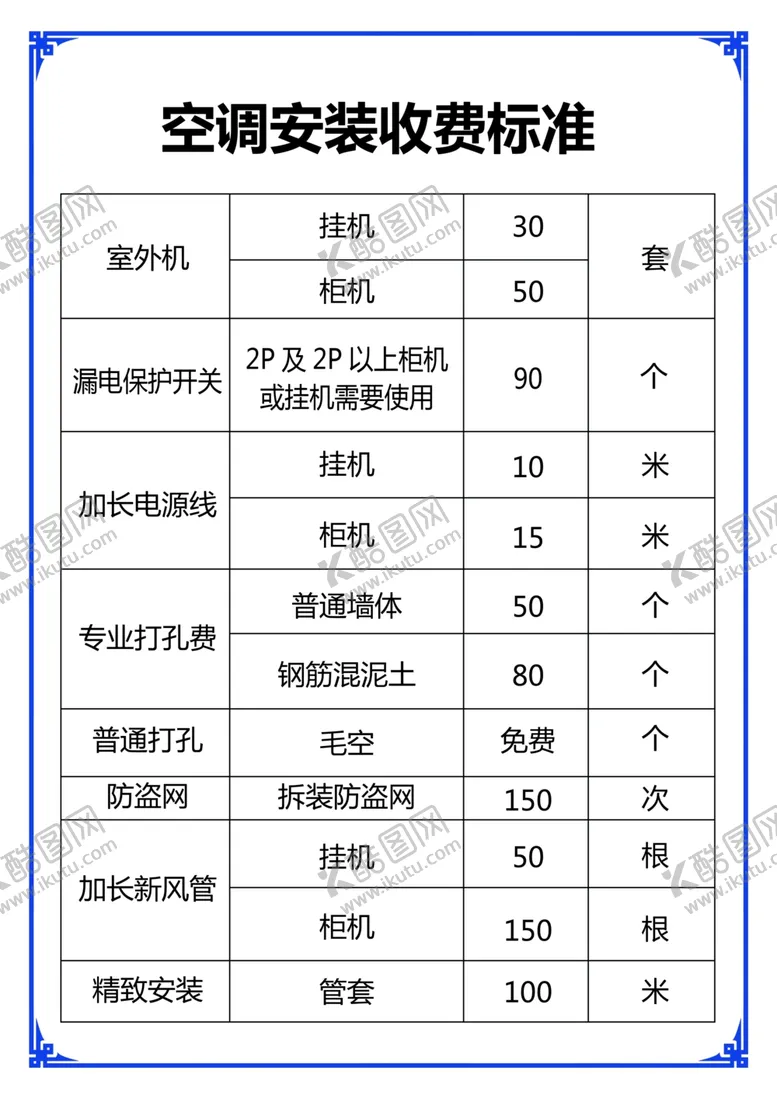 编号：21060705040223339841【酷图网】源文件下载-海尔费用表