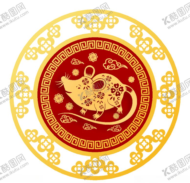 编号：15834610070337546134【酷图网】源文件下载-生肖鼠剪纸矢量素材