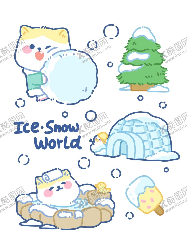 编号：36081304050159082052【酷图网】源文件下载-冰雪世界的萌趣动物们