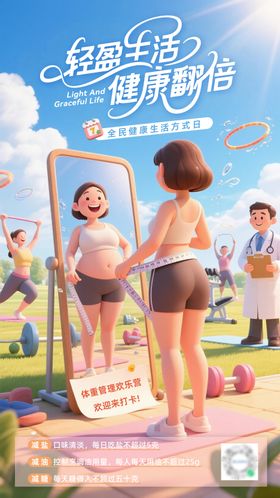健康生活减肥海报全民健康生活日