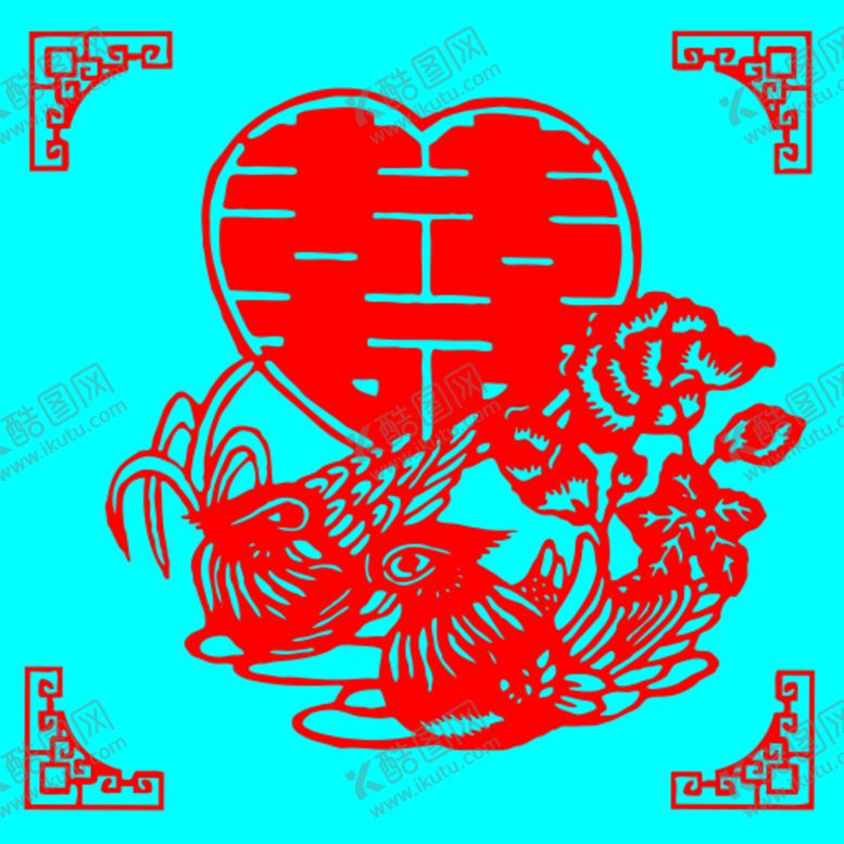 编号：62701809191117085371【酷图网】源文件下载-鸳鸯戏荷双喜剪纸