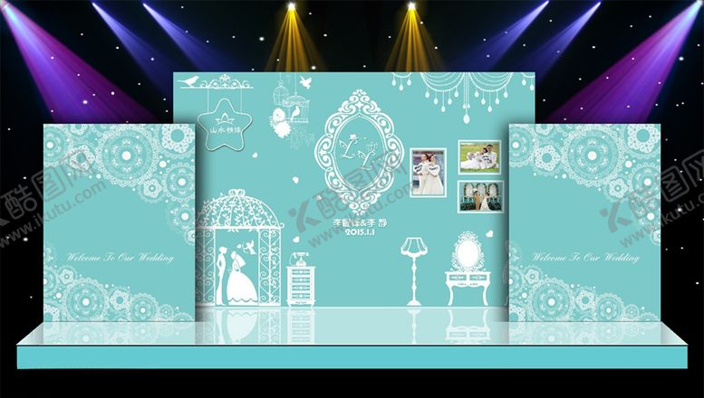 编号：24847009280222572567【酷图网】源文件下载-婚礼现场舞台迎宾区场景布置