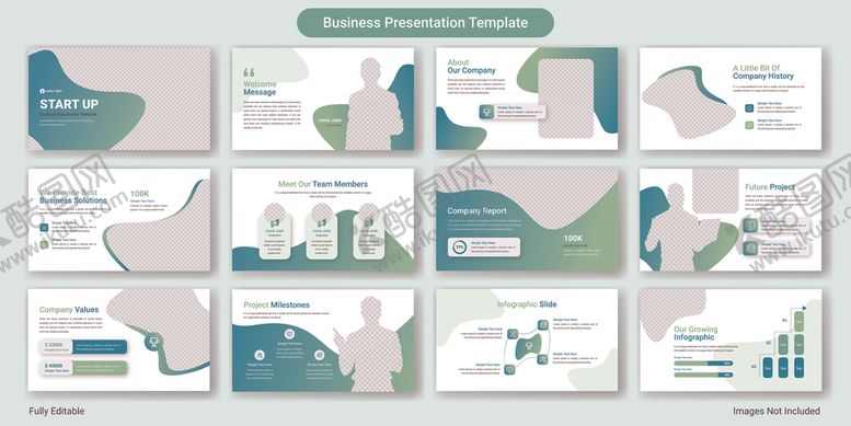 编号：26606901050300154123【酷图网】源文件下载-清新绿系商务PPT模板