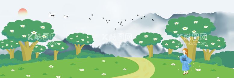 编号：90573409301557299256【酷图网】源文件下载-卡通田园风景插画