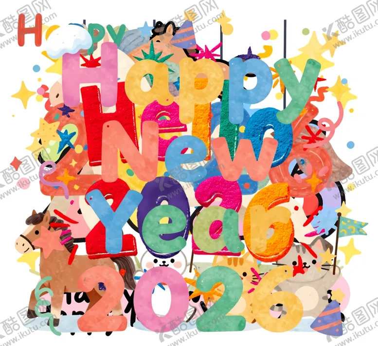 编号：66682404101810009426【酷图网】源文件下载-2026新年欢乐装饰图案
