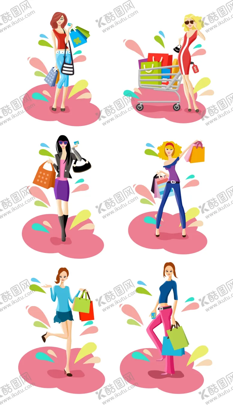 编号：92099804121128373926【酷图网】源文件下载-购物人物矢量插画合集