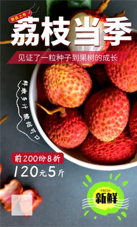 编号：01789509240816018063【酷图网】源文件下载-鲜嫩多汁荔枝水果海报