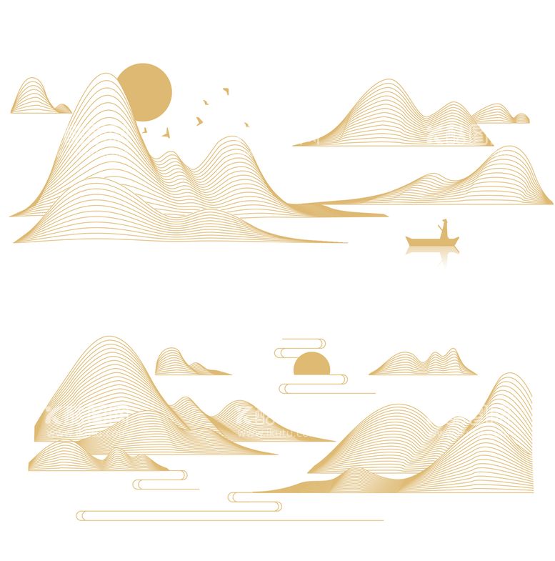 编号：19835209201635135738【酷图网】源文件下载-中国风金色线条山纹