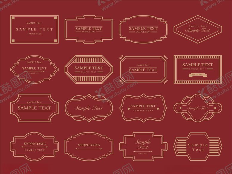编号：96814811021448011566【酷图网】源文件下载-复古红色矢量装饰边框集合