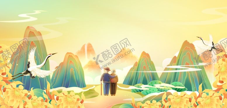 编号：51835811021017055079【酷图网】源文件下载-重阳节菊花国潮中国风背景