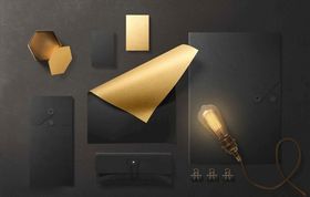 金色复古办公文件样机