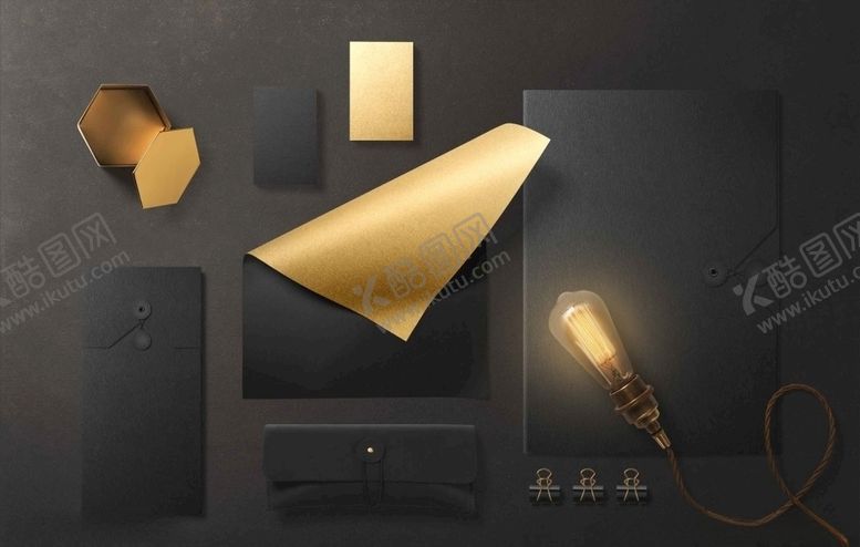 编号：91684510131535148393【酷图网】源文件下载-金色复古办公文件样机