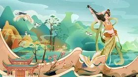 中国风潮当道潮插画潮背景潮海报