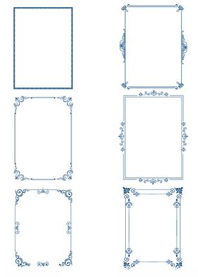 矢量中国风蓝色复古标签花纹边框