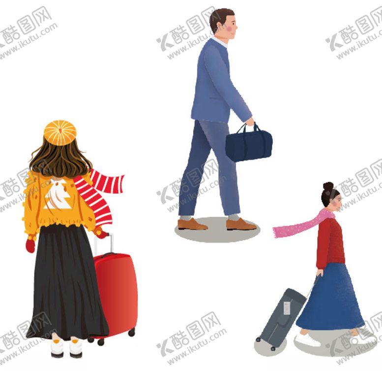 编号：56289506151341479397【酷图网】源文件下载-矢量过年回家拉行李箱人物素材