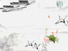 中式水墨荷花徽派装饰画玄关屏风