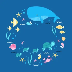 海洋背景保护环境宣传画相关生物