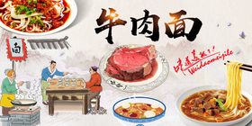 牛肉面复古怀旧背景墙