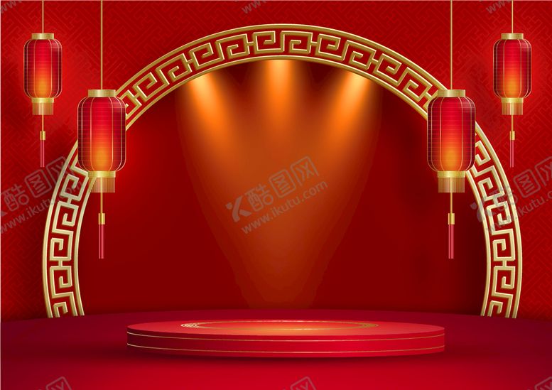编号：71135710232240258268【酷图网】源文件下载-电商传统节日圆台产品展示 